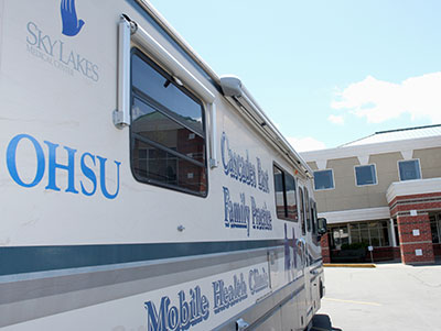 Mobile clinic used to serve the needs of area patients.