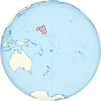 Marshall Islands located on the globe.