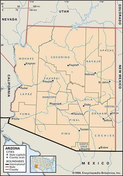 Arizona counties map