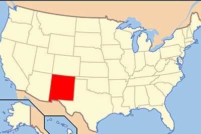 US map highlighting NM