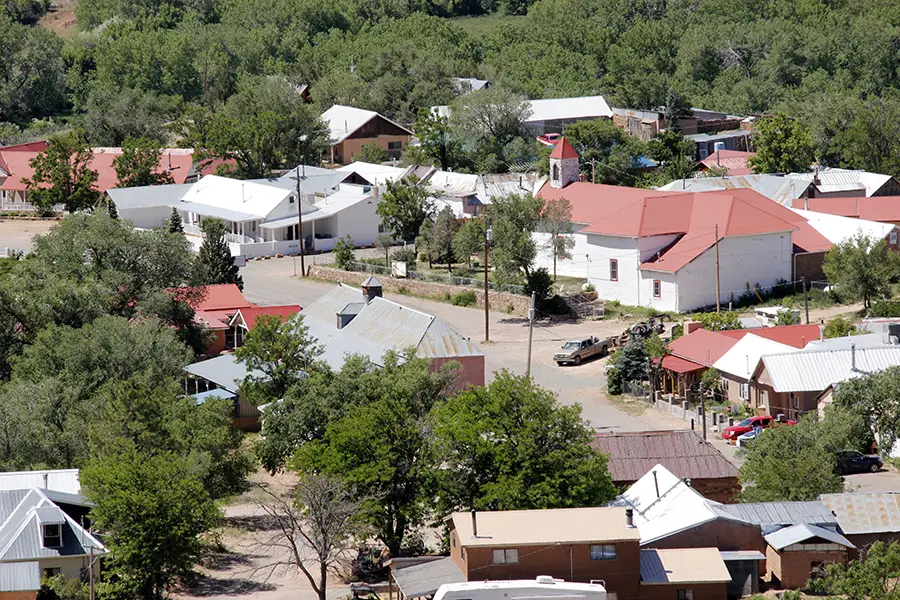 Aerial view of a small rural community.
