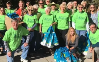 Group volunteering for community service with donations